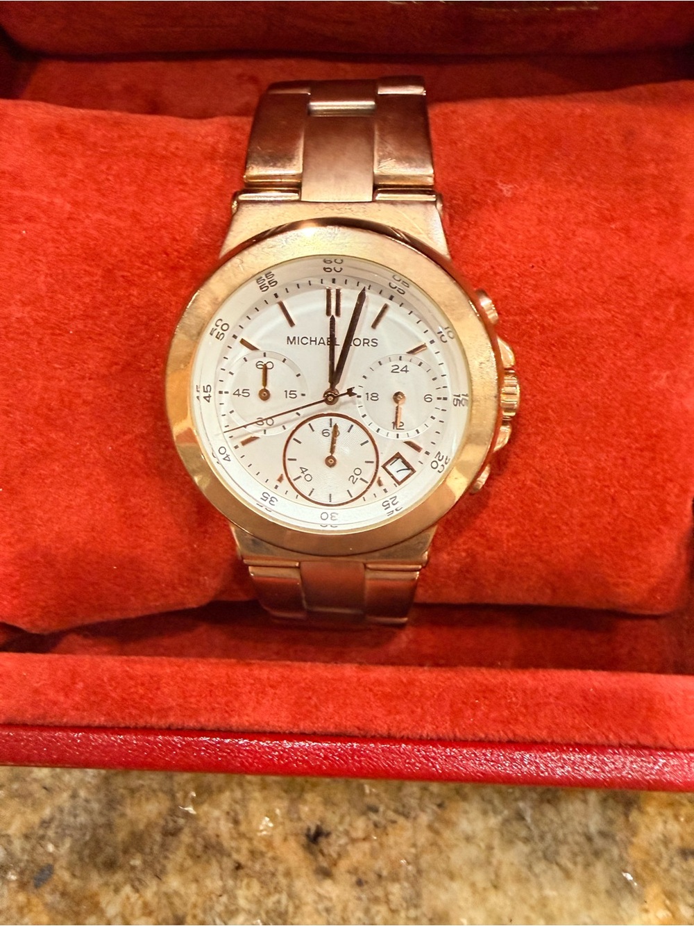 Michael Kors women’s Rose Gold Stainless Steel Chronograph Watch